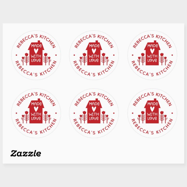 Personalized Homemade With Love Classic Round Sticker (Sheet)