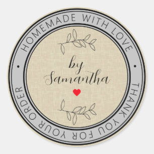 Personalized Homemade with Love Classic Round Sticker