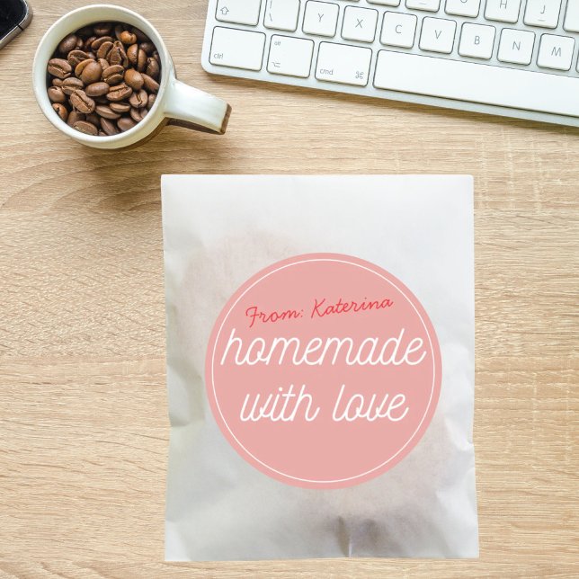 Personalized homemade with love classic round sticker (Creator Uploaded)