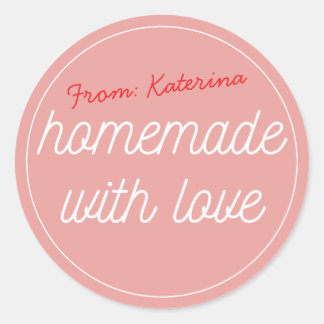 Personalized homemade with love classic round sticker