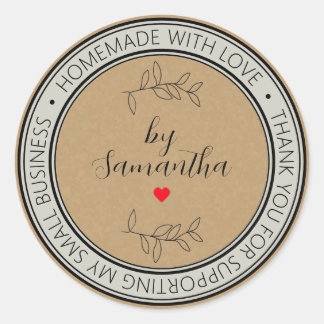 Personalized Homemade with Love Classic Round Sticker