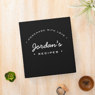 Personalized Homemade with Love Name Black 3 Ring Binder
