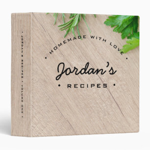Personalized Homemade with Love Name Recipe 3 Ring Binder