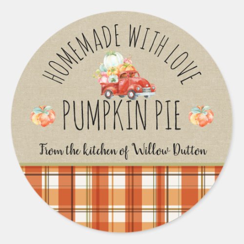 Personalized Homemade with love Pumpkin Sticker