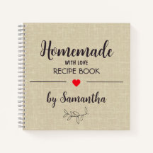 Personalized Homemade with Love Recipe Notebook
