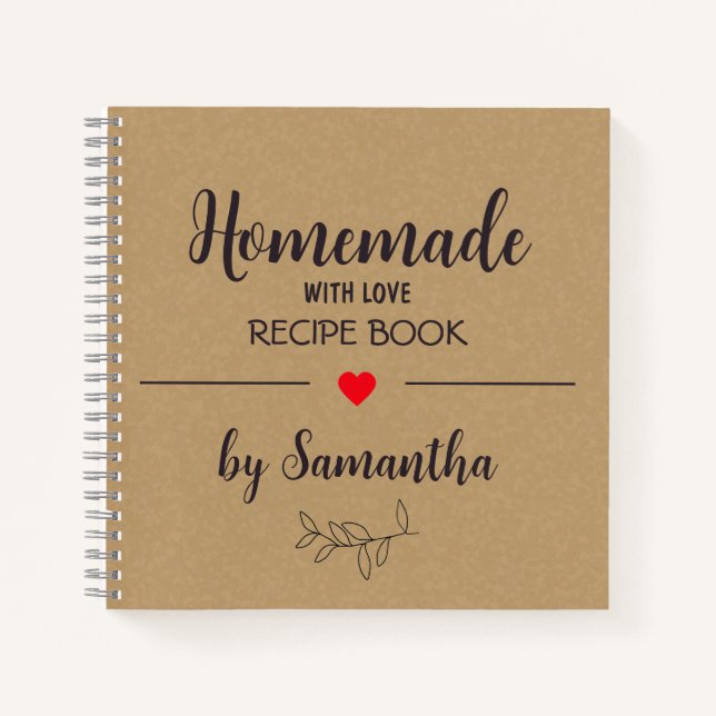 Personalized Homemade with Love Recipe Notebook (Front)