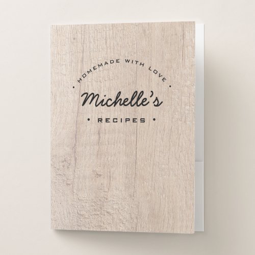 Personalized Homemade with Love Recipe Rustic Pocket Folder