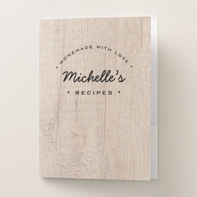 Personalized Homemade with Love Recipe Rustic Pocket Folder (Front)