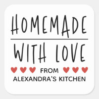 Personalized Homemade With Love Square Sticker