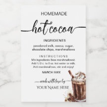Personalized Homemadedry hot cocoa mix Gift Label