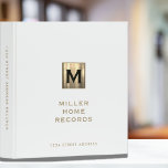 Personalized Homeowner Records Binder in White<br><div class="desc">Keep all your important homeowner records neatly organized with our Personalized Homeowner Records Binder. Designed with a clean and minimalist white cover, this binder offers a sleek and modern look. The brushed gold monogram medallion with golden classic typgoprahy adds a touch of sophistication and enhances readability. Whether you're managing property...</div>