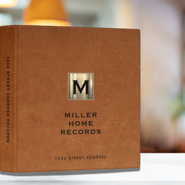 Personalized Homeowner Records Sable Leather Print 3 Ring Binder (Creator Uploaded)