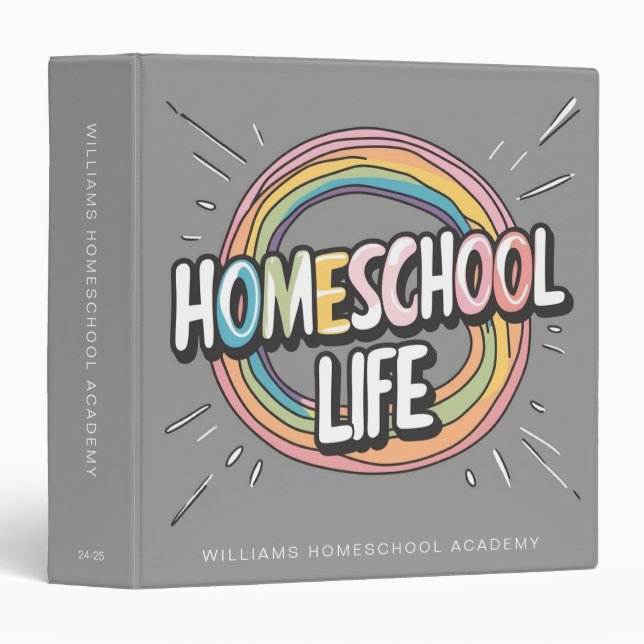 Personalized Homeschool Life Organizer Portfolio 3 Ring Binder (Front/Spine)