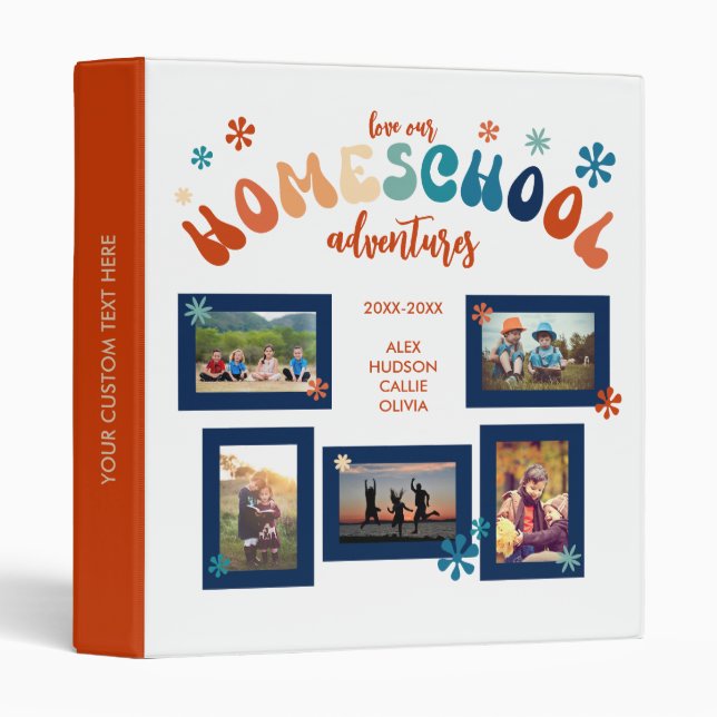 Personalized Homeschool Photo Collage Scrapbook 3 Ring Binder (Front/Spine)