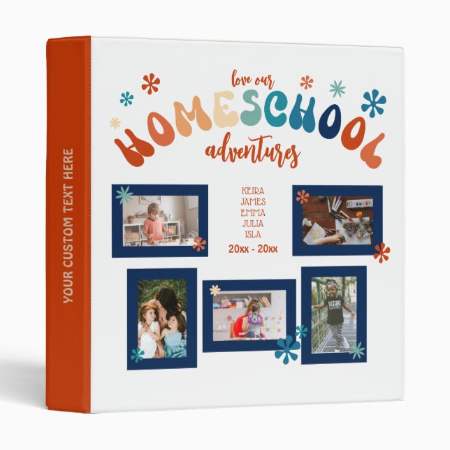 Personalized Homeschool Photo Collage Scrapbook 3 Ring Binder (Front/Spine)