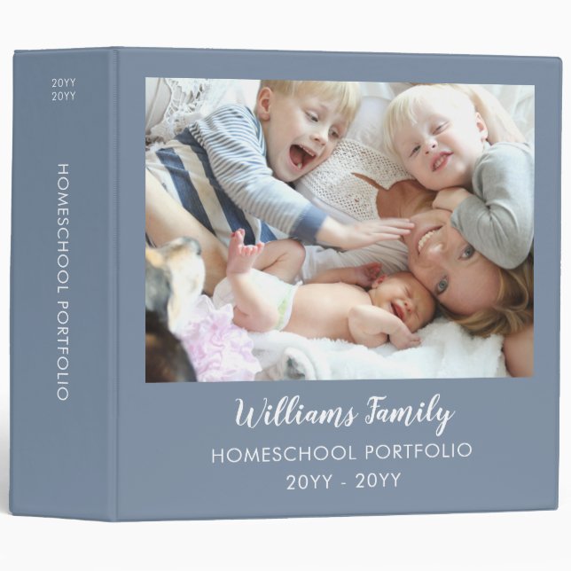 Personalized Homeschool Portfolio Organizer Photo 3 Ring Binder (Front/Spine)