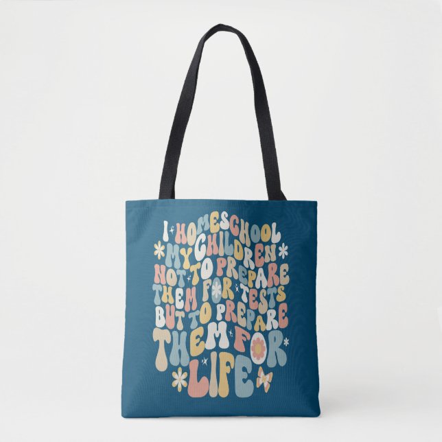 Personalized Homeschool Retro Custom Text Colors Tote Bag (Front)