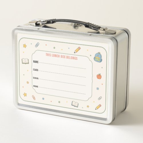 Personalized Homework & Student Organization Kit Metal Lunch Box