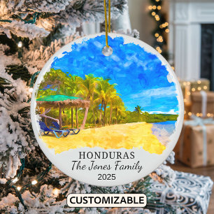 Personalized Honduras Ornament, Central America Ceramic Ornament