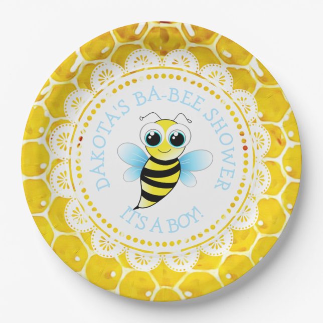 Personalized Honey an Bee Baby Shower Paper Plates (Front)