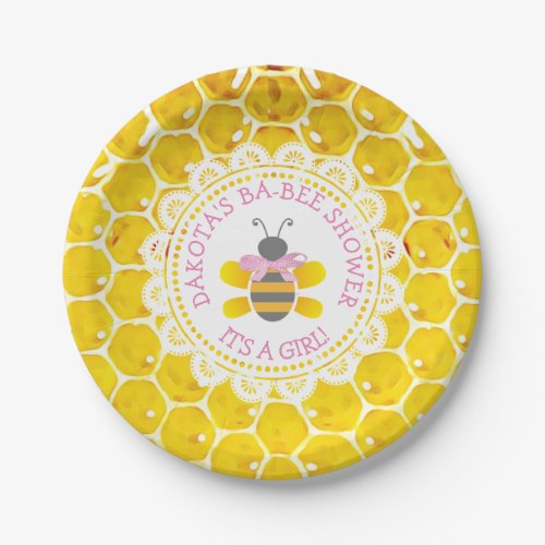 Personalized Honey and Bee Baby Shower ITS A GIRL Paper Plates