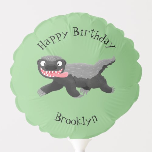 Personalized honey badger cartoon birthday balloon