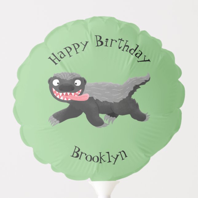 Personalized honey badger cartoon birthday balloon (Front)
