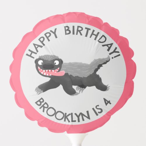 Personalized honey badger cartoon birthday balloon