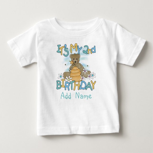Personalized Honey Bear 2nd Birthday Tshirt (Front)