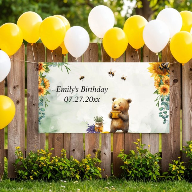Personalized Honey Bear Birthday  Banner (Creator Uploaded)