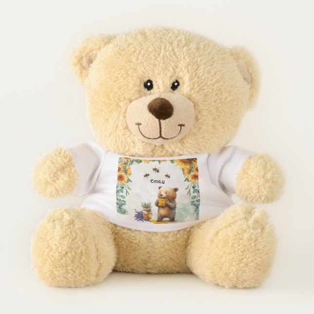 Personalized Honey Bear Birthday Stuffed Bear (Front)