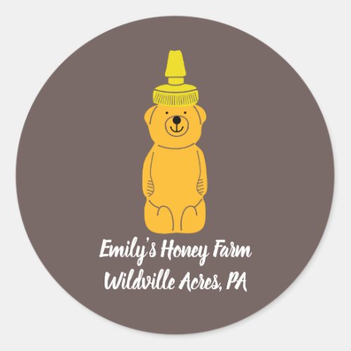 Personalized Honey Bear Bottle Beekeepers Apiaries Classic Round Sticker