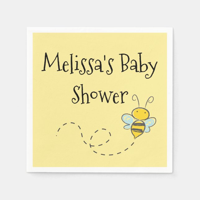 Personalized Honey Bee Baby Shower Napkins (Front)