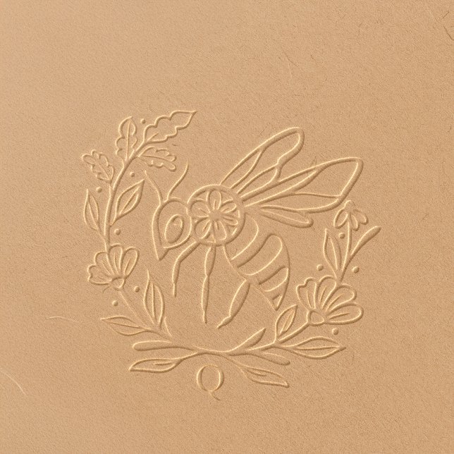 Personalized Honey Bee & Floral Wreath Monogram Embosser (Personalized Honey Bee & Floral Wreath Monogram Embosser)