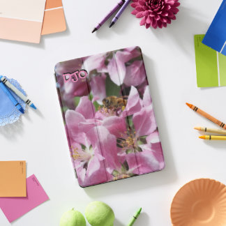 Personalized Honey Bee on Pink Crabapple Flowers iPad Pro Cover