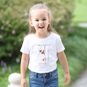 Personalized Honey Bee Red Floral Botanical Toddler T-shirt