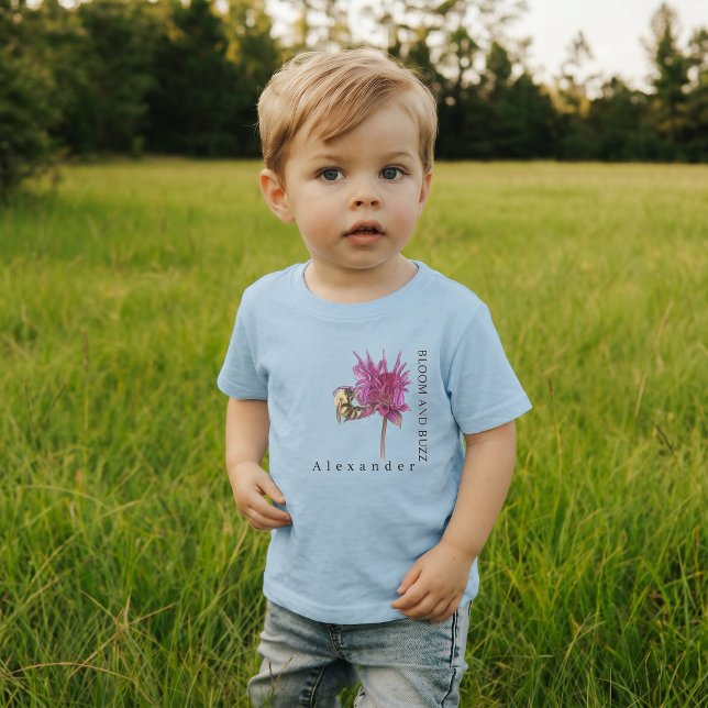Personalized Honey Bee Wildflower Earthy Toddler T-shirt (Personalized Bloom and Buzz Toddler T-shirt)
