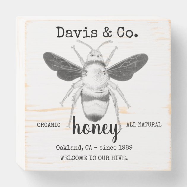 Personalized Honey Bee Wood Box Sign | Zazzle