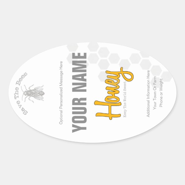 Personalized Honey Bottle Custom Label (Front)