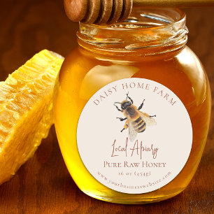 Personalized Honey Jar Bee Apiary Business Classic Round Sticker