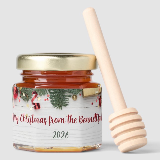 Personalized Honey Jar Favors – Christmas Party  (Front)