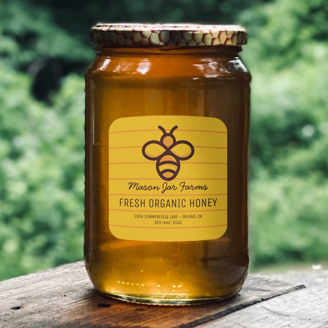 Personalized Honey Jar Labels | Honeycomb Bee (Creator Uploaded)