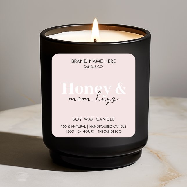 Personalized Honey & Mom Hugs Elegant  Candle  Square Sticker (Creator Uploaded)