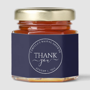 Personalized Honey Navy Bridal Shower Thank You Jar Favors
