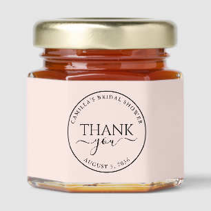 Personalized Honey Pink Bridal Shower Thank You Honey Jar Favors