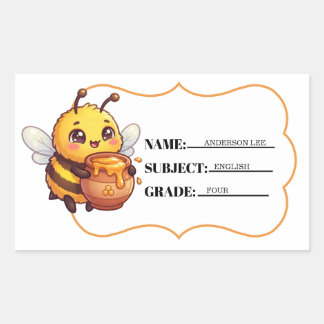Personalized Honey Pot Bee School Name Tag Sticker