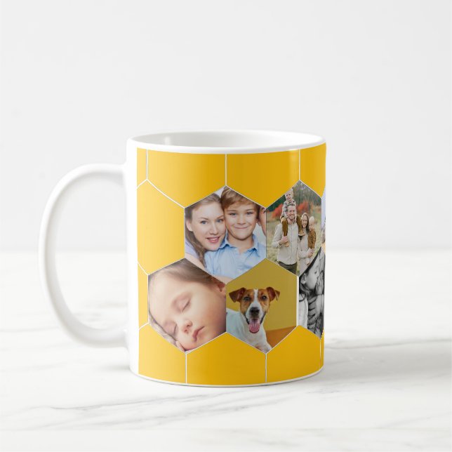 Personalized Honeycomb Family & Pet Photo Mug (Left)