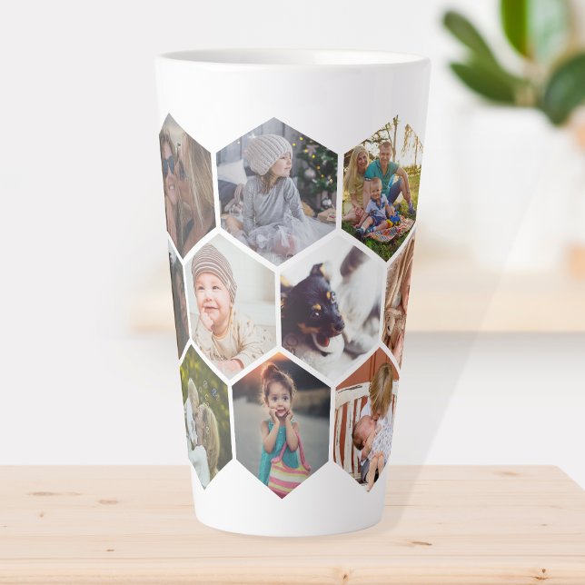 Personalized Honeycomb Family Photos Custom Latte Mug (Design Your Own Honeycomb Family Mug: Fun and Creative)