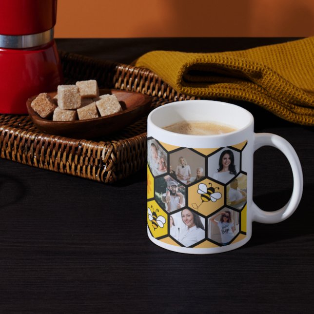 Personalized Honeycomb Photo Collage Coffee Mug (Honeycomb Photo Collage,
Personalized Coffee Mug,
14 Picture Mug,
Custom Photo Mug,
Family Photo)