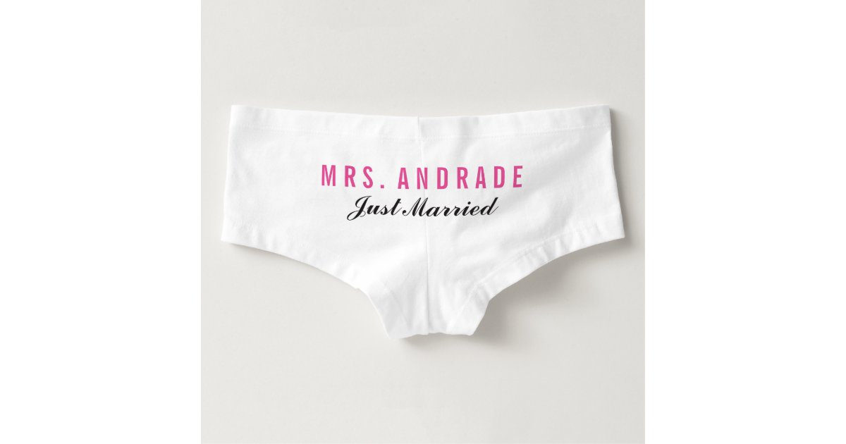 Personalised Mrs (your name) print ladies boyshorts, underwear 3 colours,  bride